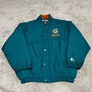 Miami Dolphins Football Full Zip Jacket NFL Pro Line Starter Mens XL EUC vintage